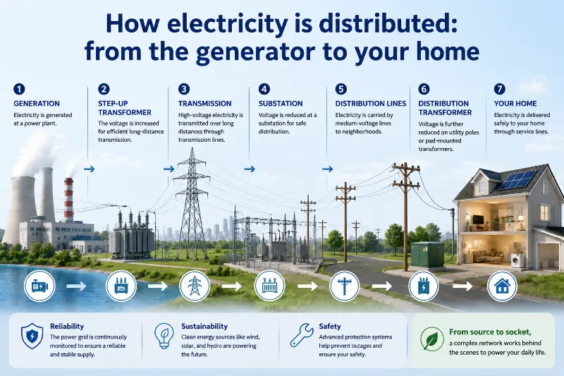 Kako poteka distribucija električne energije: od generatorja do vašega doma?